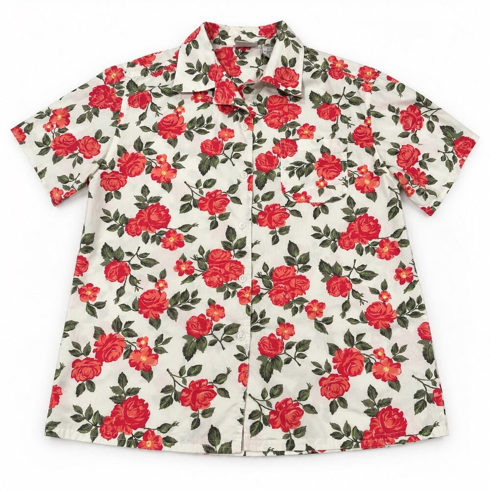 Vintage 90s Bobbie Brooks Rose Floral Button Up Shirt Women’s L Cottagecore